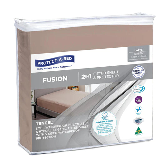 Protect a Bed Fusion TENCEL™ Fitted Waterproof Sheets - Latte Double (44062)