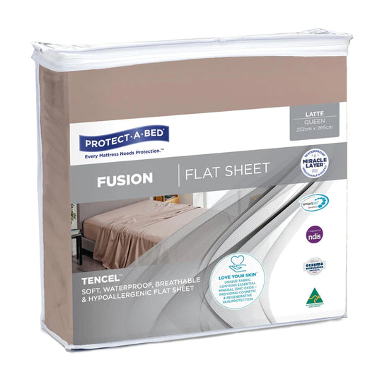 Protect a Bed Fusion TENCEL™ Flat Waterproof Sheets - Latte Double (45062)