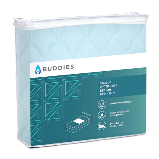 Buddies Stayput Bed Pad with Tuck-Ins Pale Blue Single  (BD1024A)