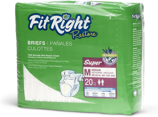 Medline FitRight Restore Brief Wrap Medium White (Carton 80)