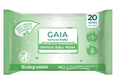 GAIA Bamboo Baby Wipes 20 Pack