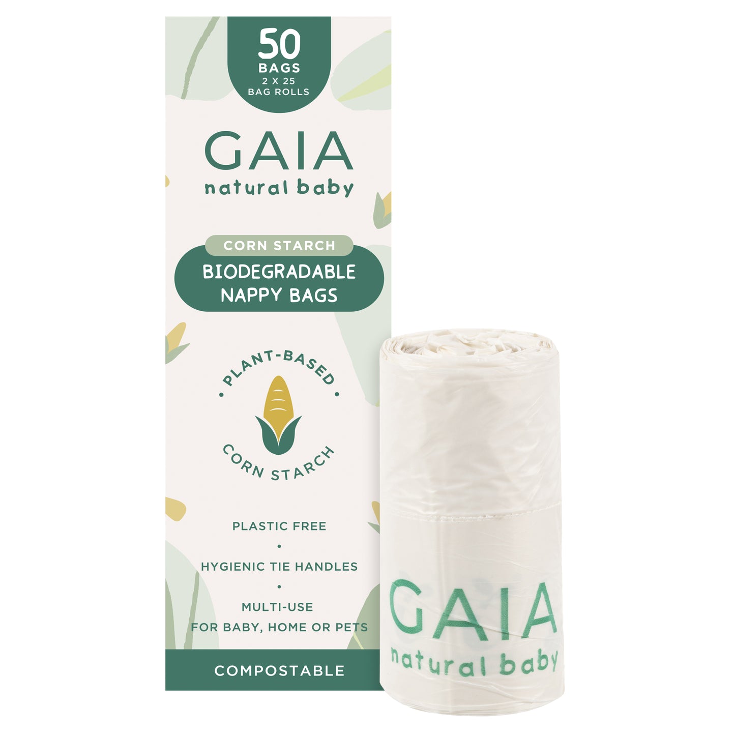 GAIA Biodegradable Nappy bags 50 Pack