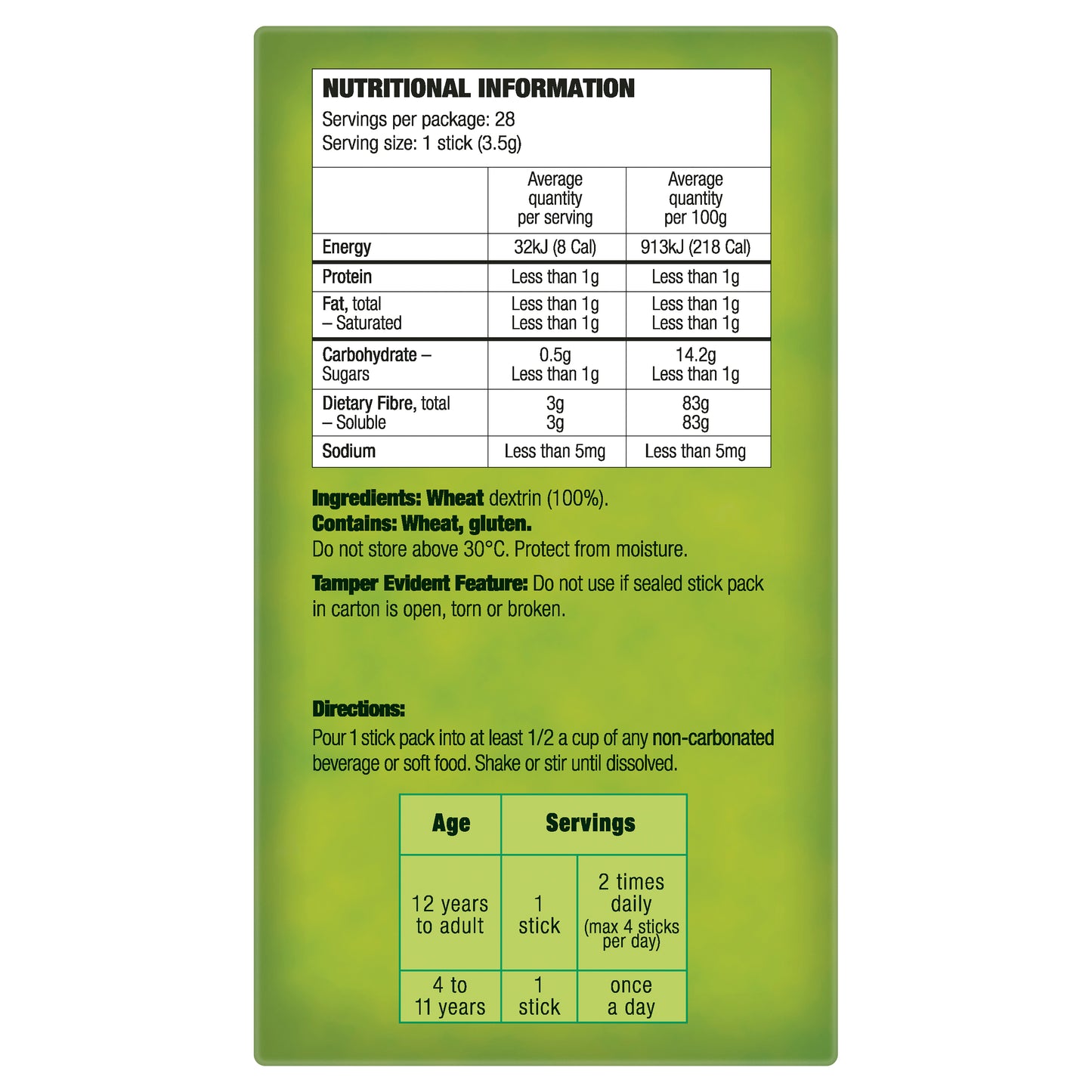 Benefiber Natural Fibre Supplement On The Go 3.5g Stick