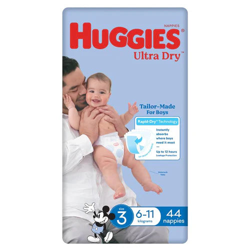 Huggies Nappies Ultra Dry Crawler Size 3 Boy 6-11 Kg