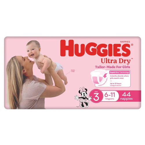 Huggies Nappies Ultra Dry Crawler Size 3 Girl 6-11 Kg