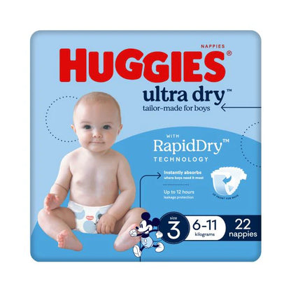 Huggies Ultra Dry Nappies Crawler Size 3 Boy 6-11 Kg