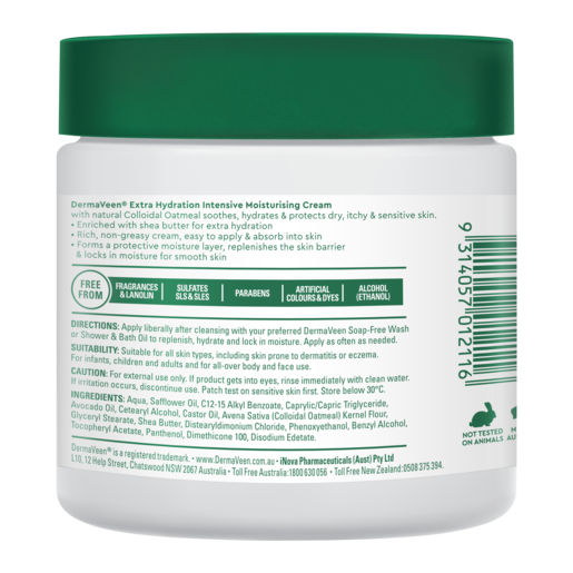 DermaVeen Intensive Extra Hydration Moisturising Cream 450gm