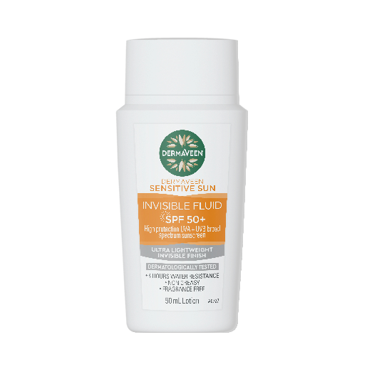 DermaVeen Sensitive Sun Invisible Fluid SPF 50+ UVA UVB Broad Spectrum Sunscreen Lotion 50ml