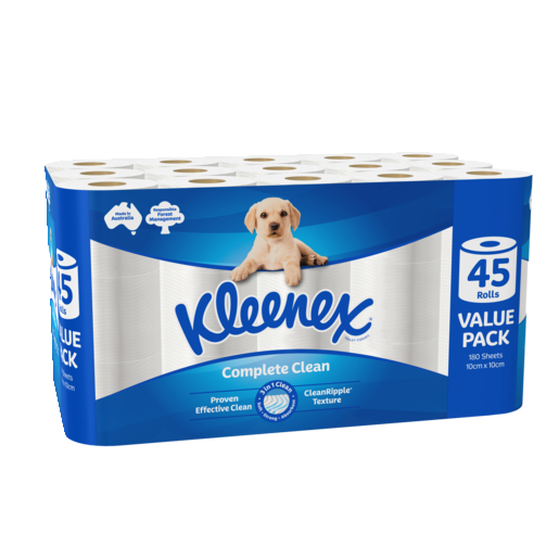 Kleenex Complete Clean White Toilet Paper (Pack 45)