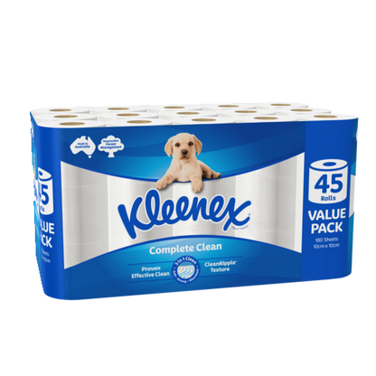 Kleenex Complete Clean White Toilet Paper (Pack 45)