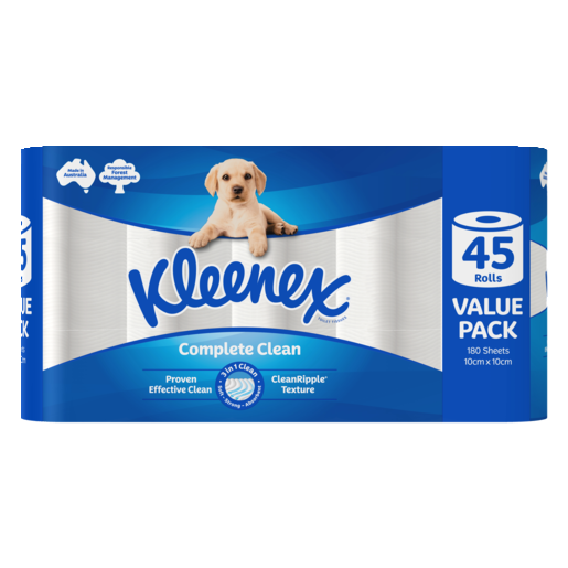 Kleenex Complete Clean White Toilet Paper (Pack 45)