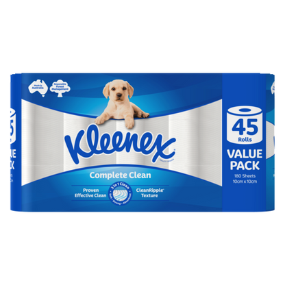 Kleenex Complete Clean White Toilet Paper (Pack 45)