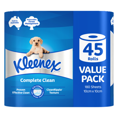 Kleenex Complete Clean White Toilet Paper (Pack 45)