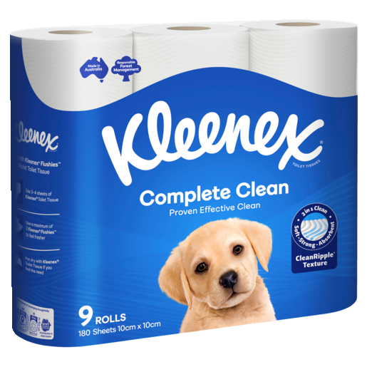Kleenex Complete Clean White Toilet Paper (Pack 9)