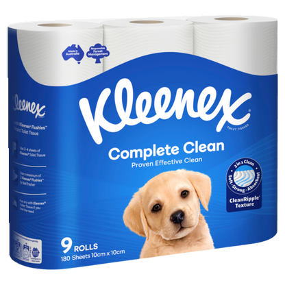 Kleenex Complete Clean White Toilet Paper (Pack 9)