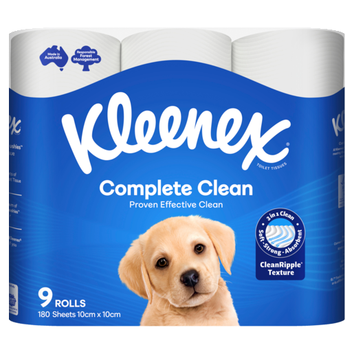 Kleenex Complete Clean White Toilet Paper (Pack 9)