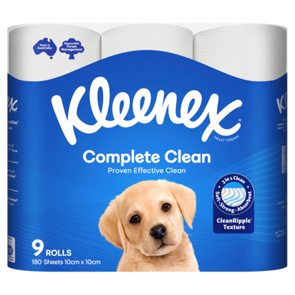 Kleenex Complete Clean White Toilet Paper (Pack 9)