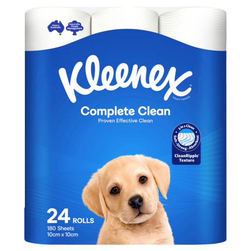 Kleenex Complete Clean White Toilet Paper (Pack 24)