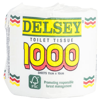 Delsey Bleached Toilet Tissue 1000 Sheets (11cmx10 cm)
