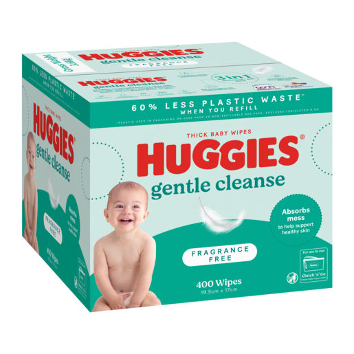 Huggies Gentle Cleanse Thick Baby Wipes Mega Pack (Box 400)