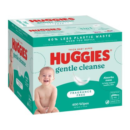 Huggies Gentle Cleanse Thick Baby Wipes Mega Pack (Box 400)