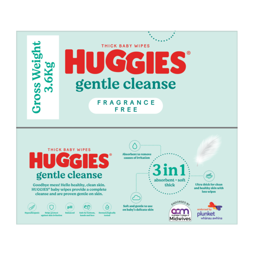 Huggies Gentle Cleanse Thick Baby Wipes Mega Pack (Box 400)