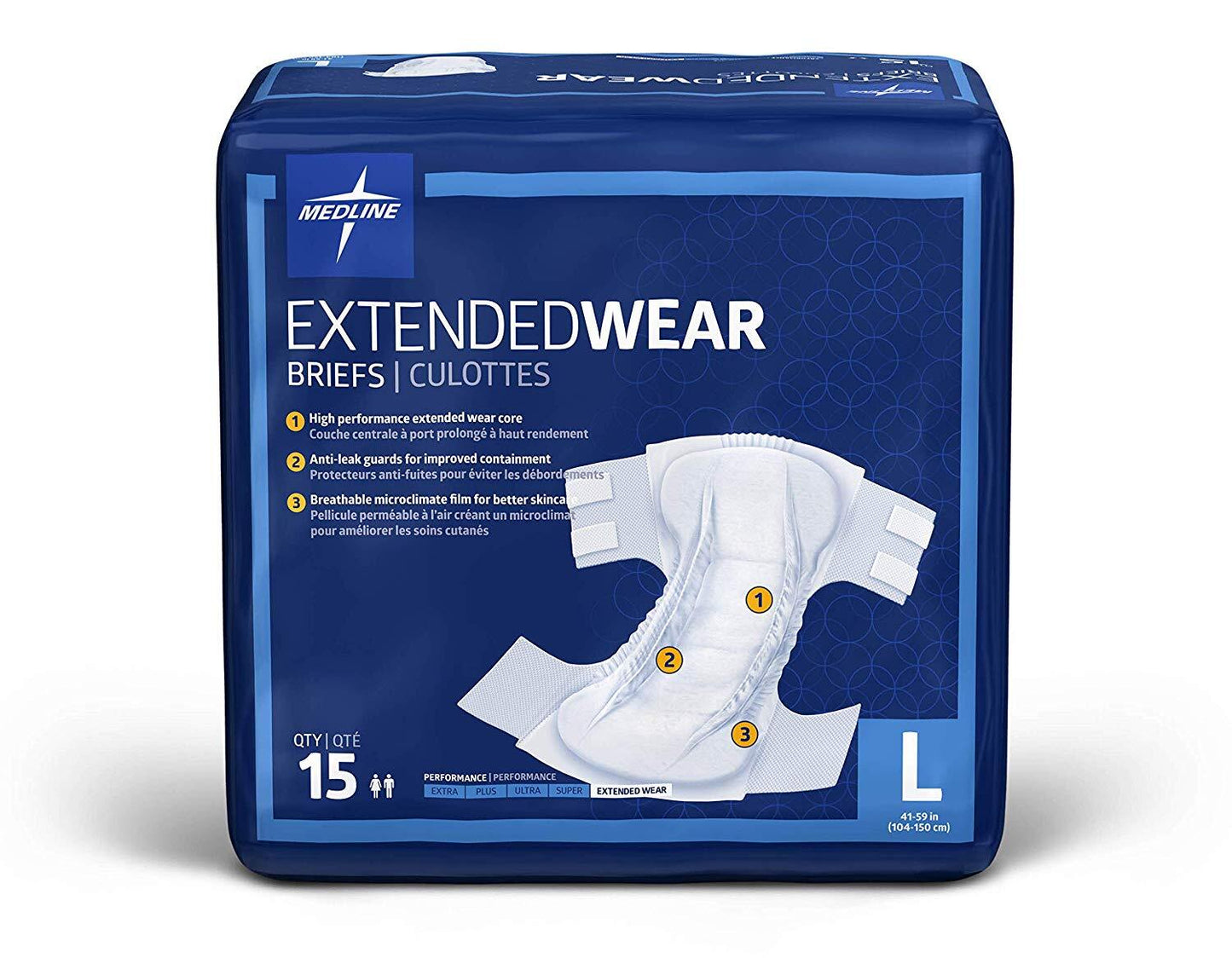 Medline Extended Wear Brief Wrap Large (Packet 15)