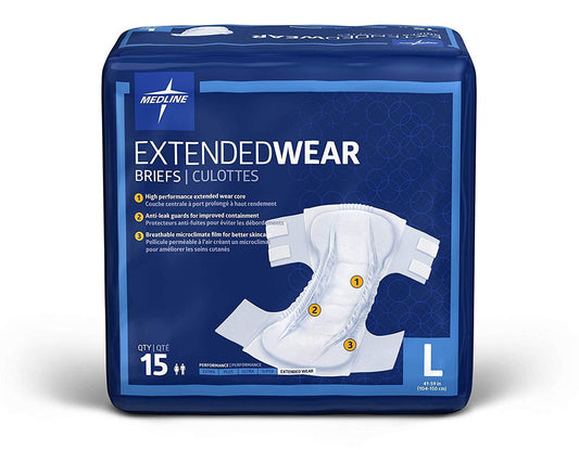 Medline Extended Wear Brief Wrap Large (Packet 15)