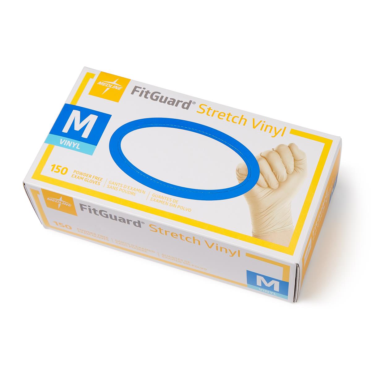 MEDLINE GLOVE EXAM STRETCH VINYL PF LF M (Box 100)