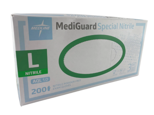 Medline MediGuard Nitrile Exam Gloves Large (Box 200)