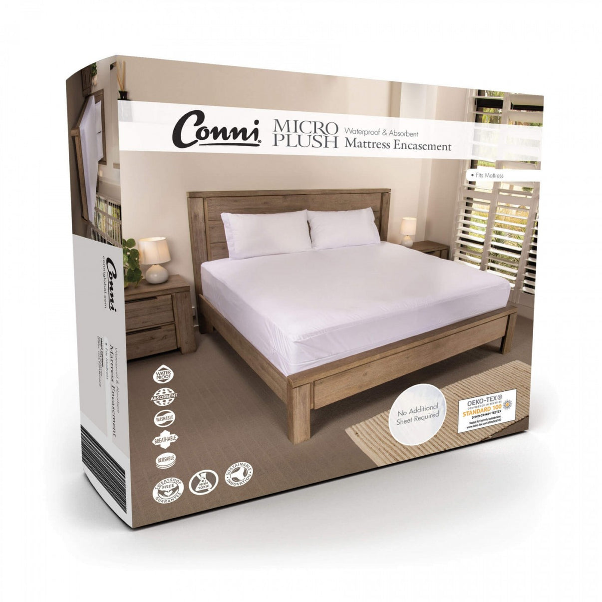 Conni MicroPlush King Single Waterproof Mattress Encasement Topcat