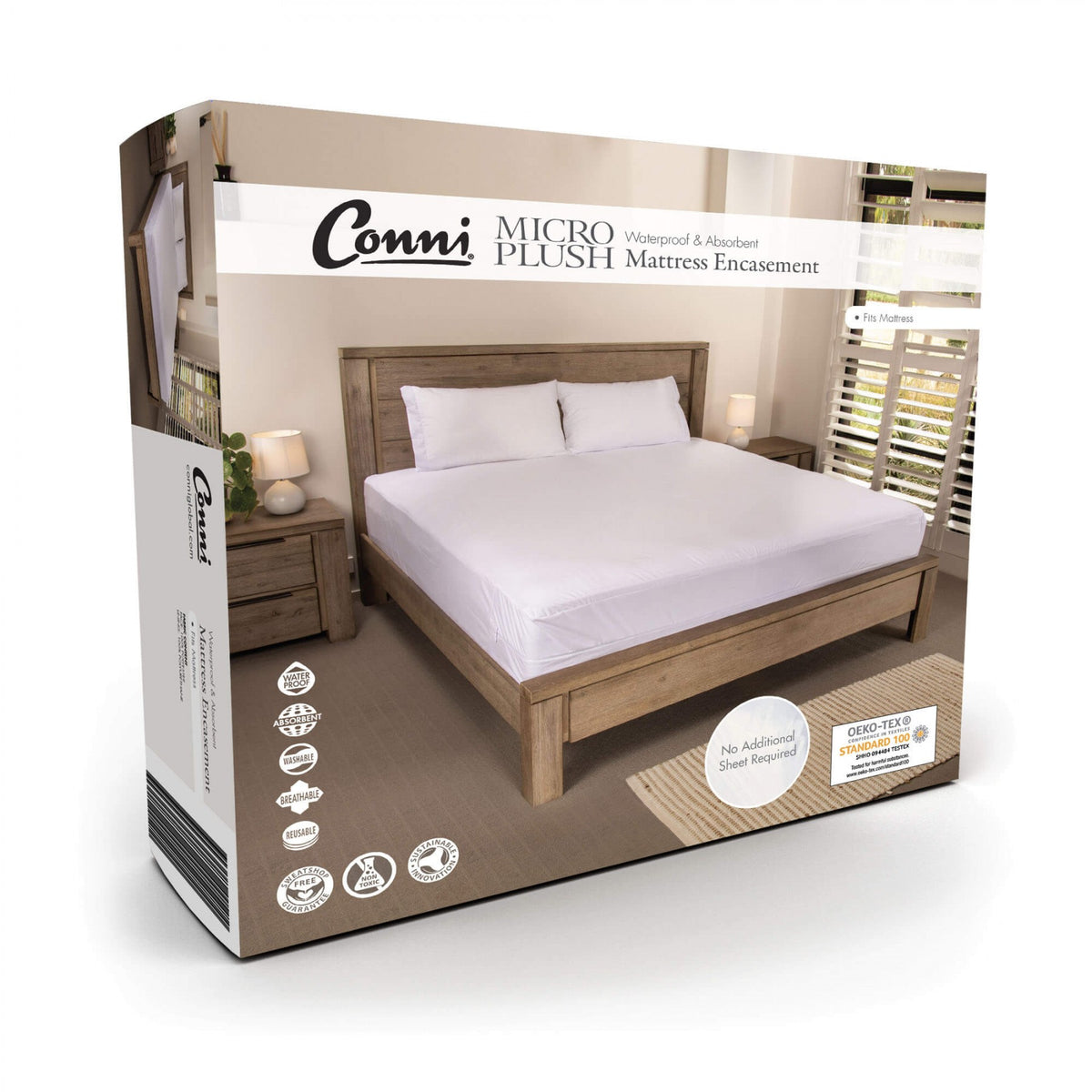 Conni Micro-Plush Waterproof Mattress Encasement White