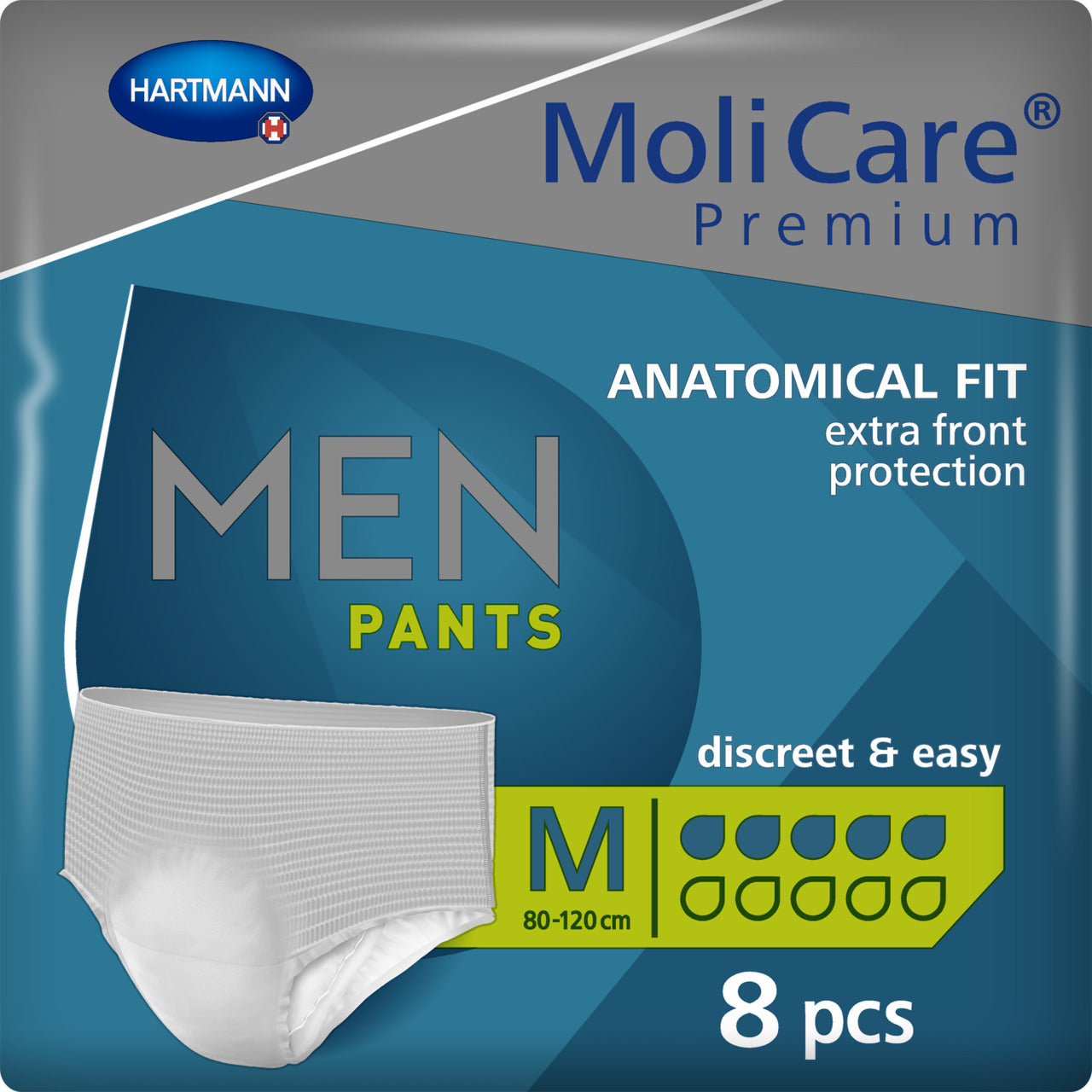 MoliCare® Premium Men Pants - Medium 85-120cm 5 Drops 974ml (Packet 8)