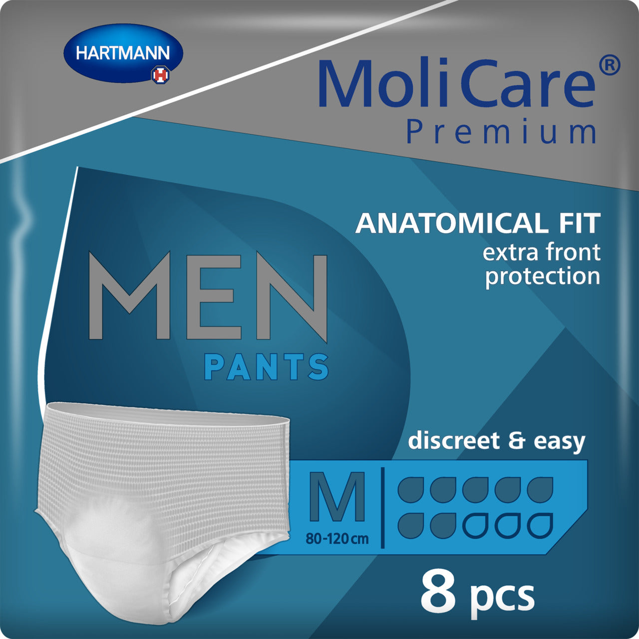 MoliCare® Premium Men Pants - Medium 85-120cm 7 Drops 1455ml (Packet 8)