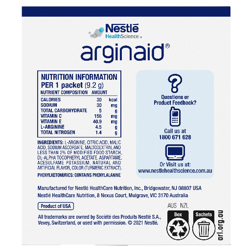 Arginaid Drink 9.2g Sachets Lemon Flavor