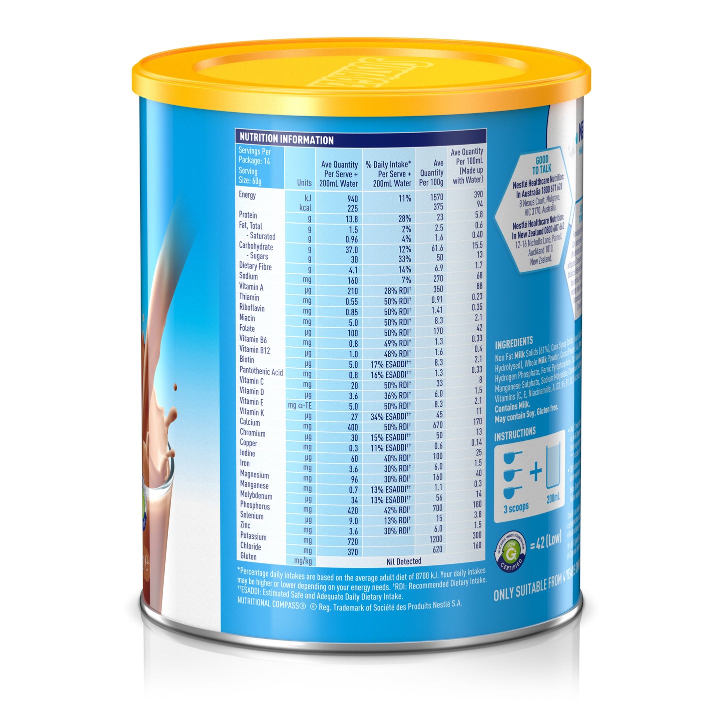 Sustagen Hospital Formula Plus Fibre Chocolate 840gm Can