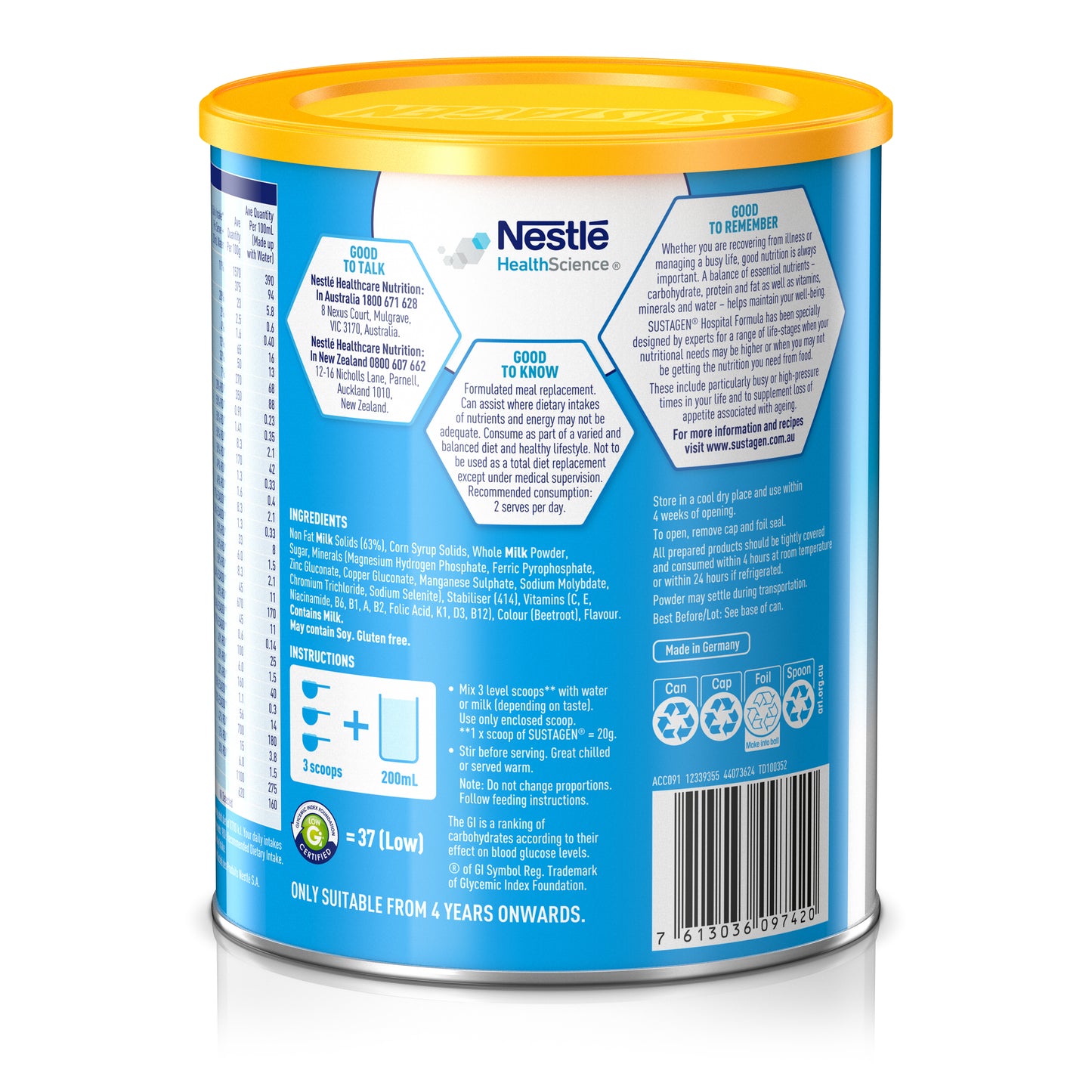 Sustagen Hospital Formula Strawberry 840g Can