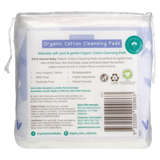 Gaia Natural Baby Organic Cotton Cleansing Pads