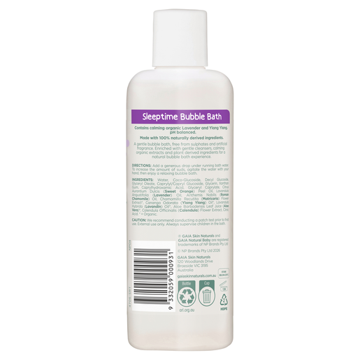 Gaia Natural Baby Bubble Bath Sleeptime 250ml