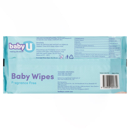 Baby U Baby Wipes Fragrant Free (80)