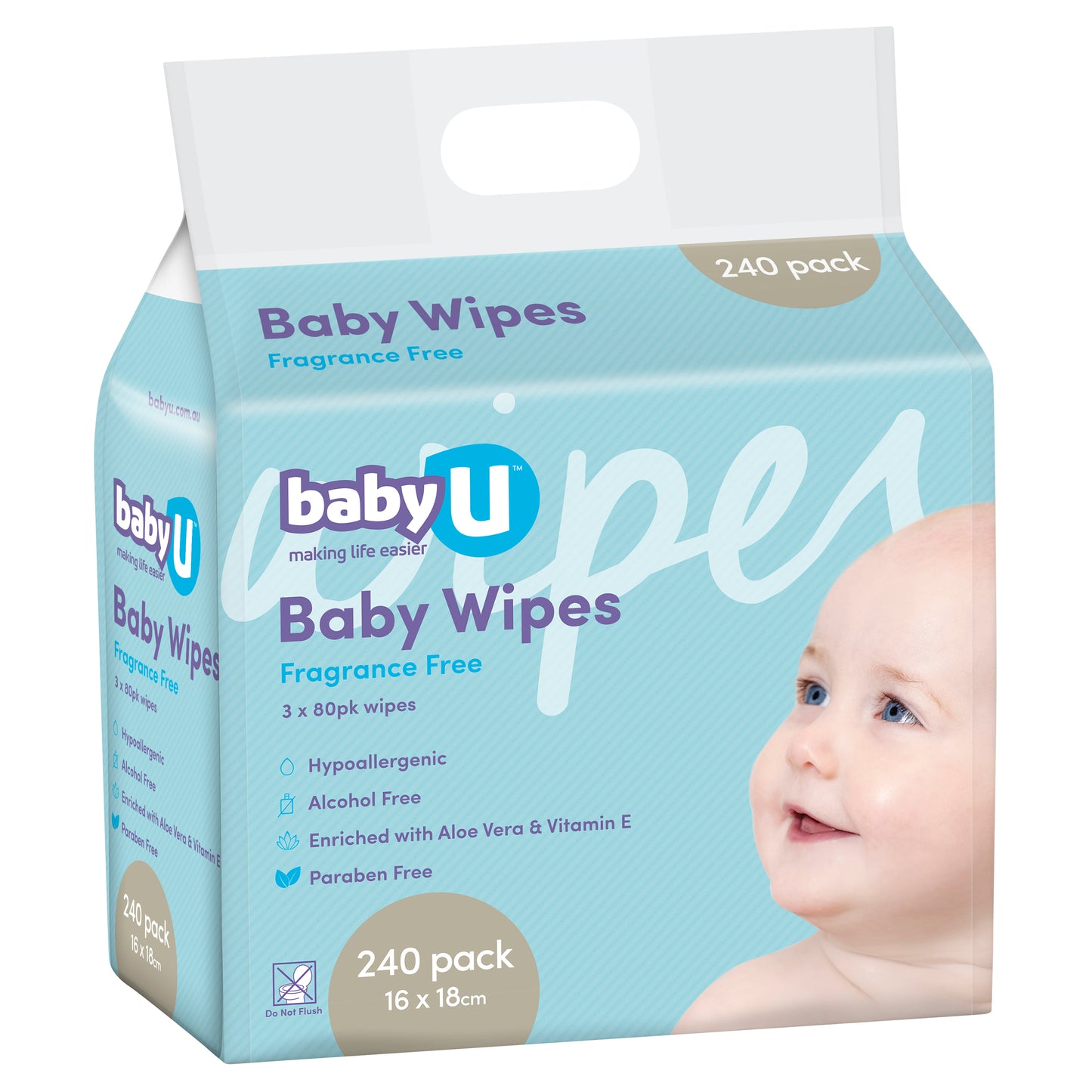 Baby U Baby Wipes Fragrant Free (240)