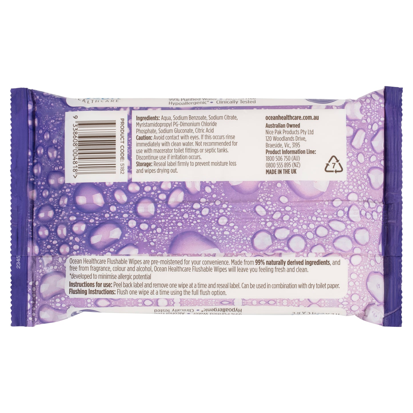Ocean Healthcare Flushable Wipes