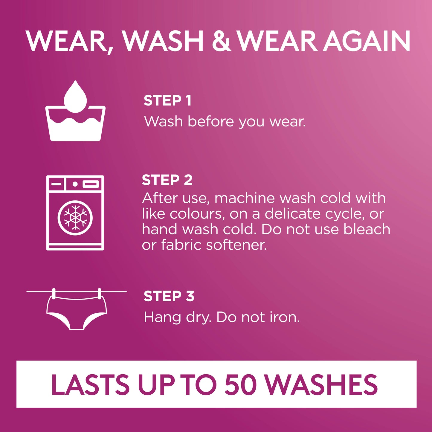 Poise Washable Underwear 2 in1 Briefs 10/12 Black