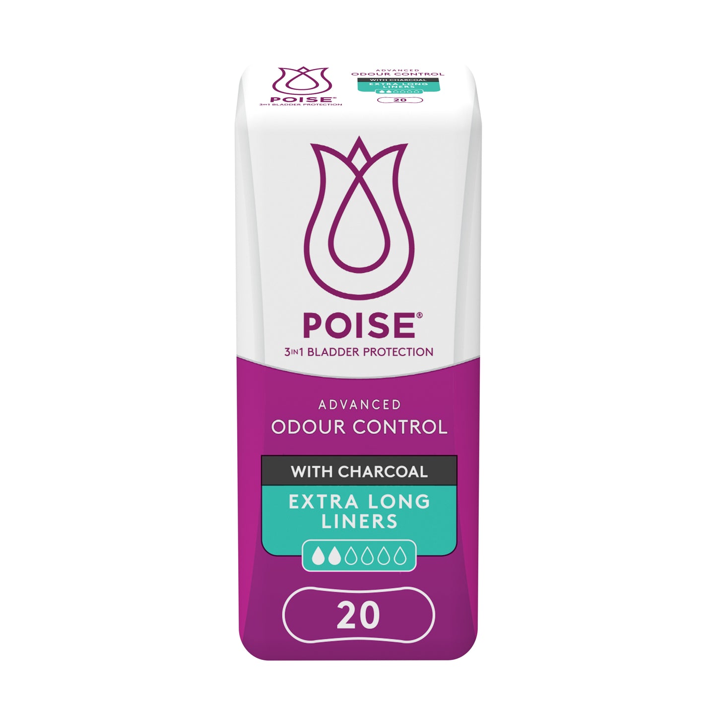 Poise Charcoal Extra Long Liners