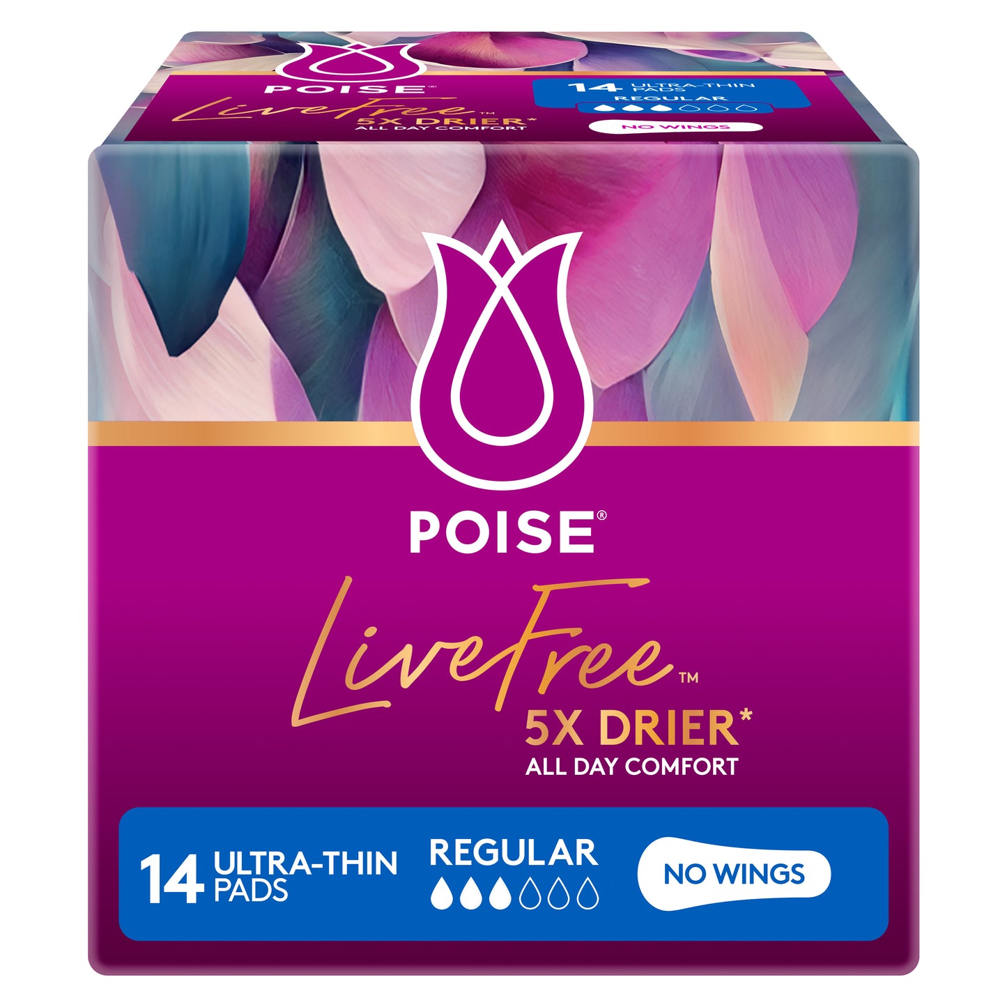 Poise Livefree Pads Regular No Wings
