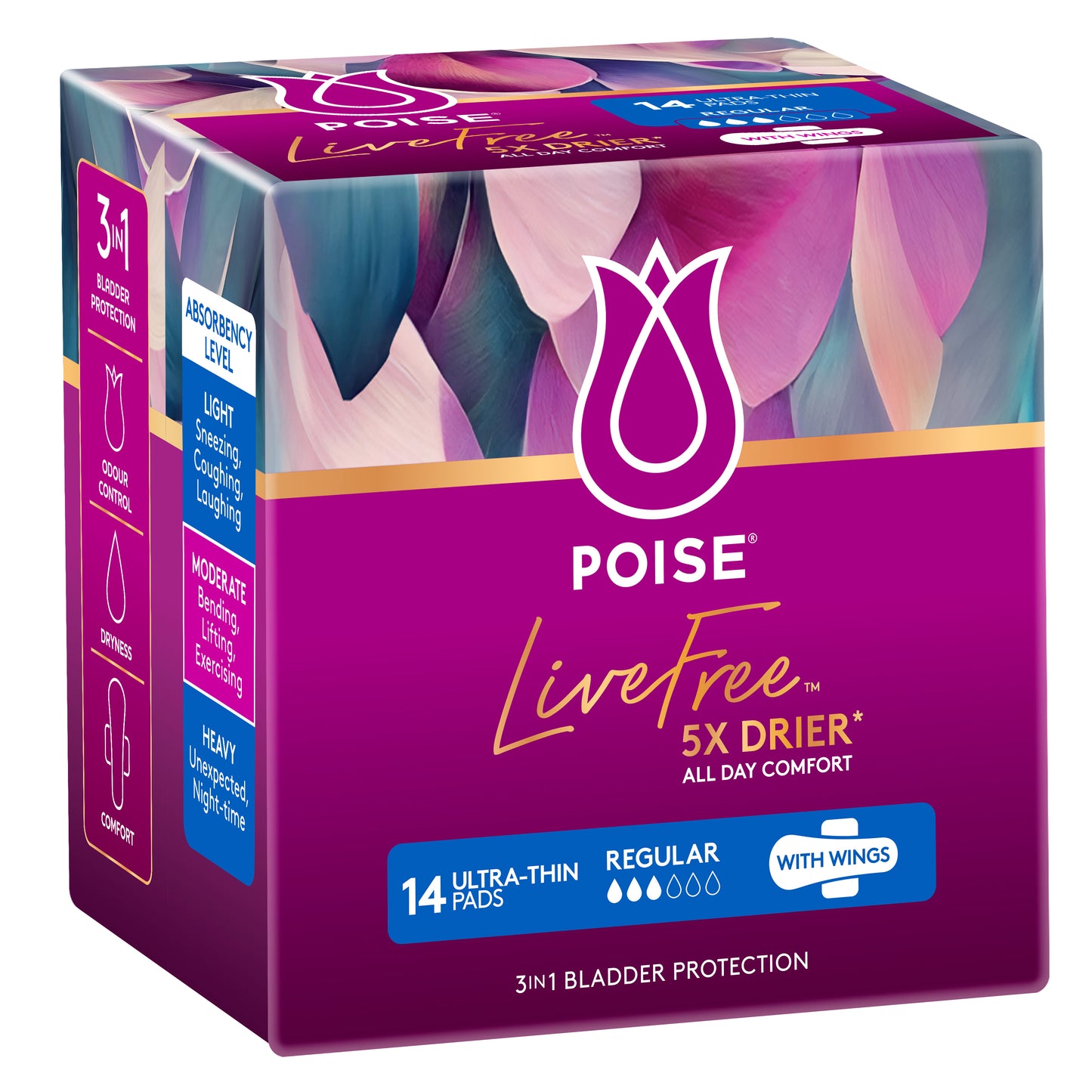 Poise Livefree Pads Regular Wings