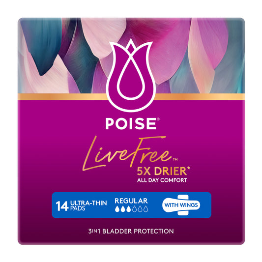 Poise Livefree Pads Regular Wings