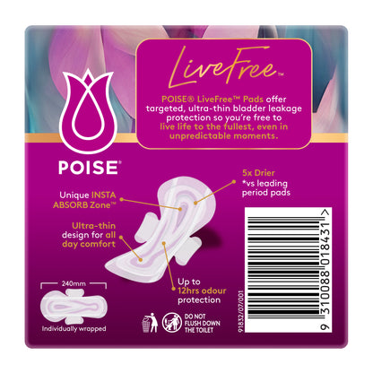Poise Livefree Pads Regular Wings