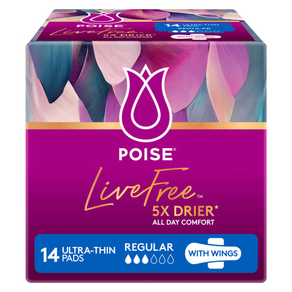 Poise Livefree Pads Regular Wings