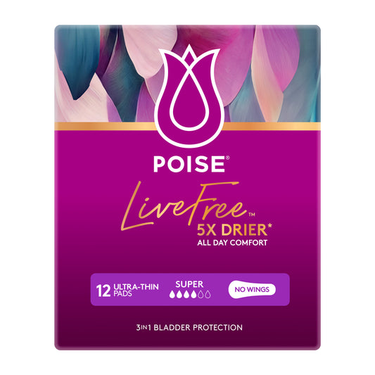 Poise Livefree Pads Super No Wings